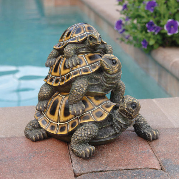 Three Is A Crowd Stacked Turtle Statue Garden Statuary Decorative